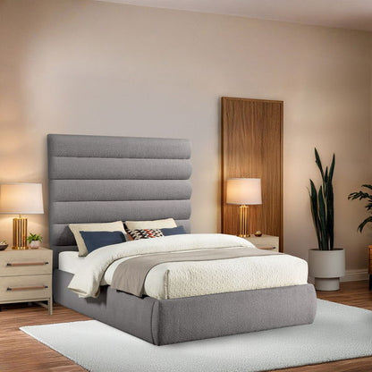 Adam - Boucle Fabric Bed With 70.5" Headboard