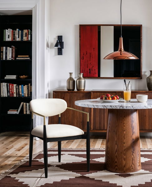 Riccio - Faux Leather Dining Arm Chair (Set of 2) - Black And Gold Frame