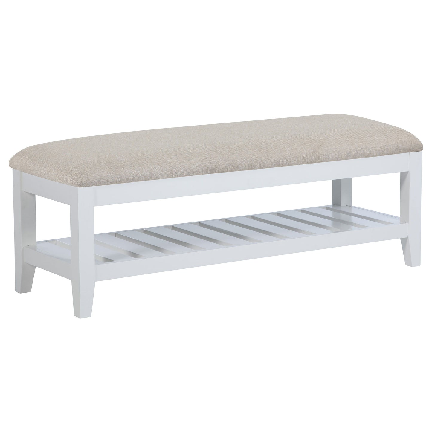 Bexhill - Upholstered Rectangular Bench With Shelf - White
