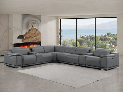 2679 - 8-Piece L-Shaped Power Reclining Sectional In Genuine Leather (4 Recliners)