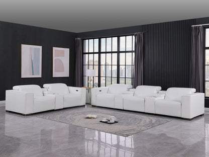 1208 - Modular Leather Sofa Loveseat With 6 Recliners And Power Headrests