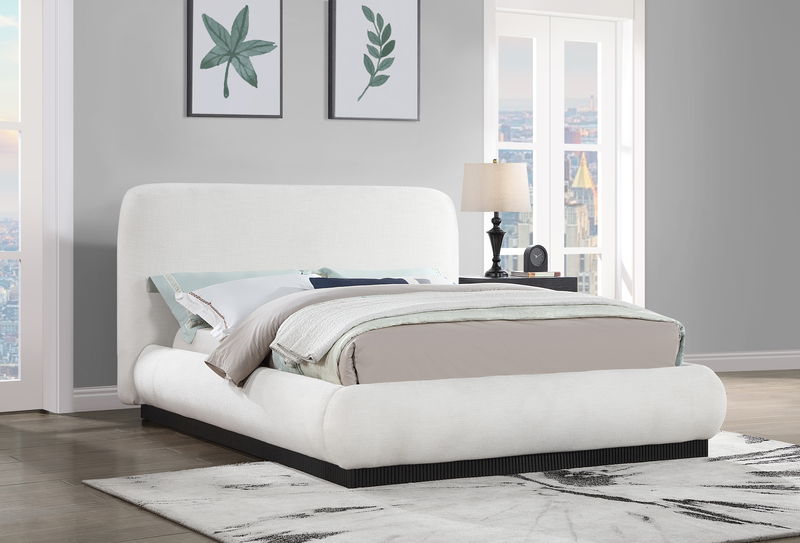 Rigby - Linen Bed With Black Base