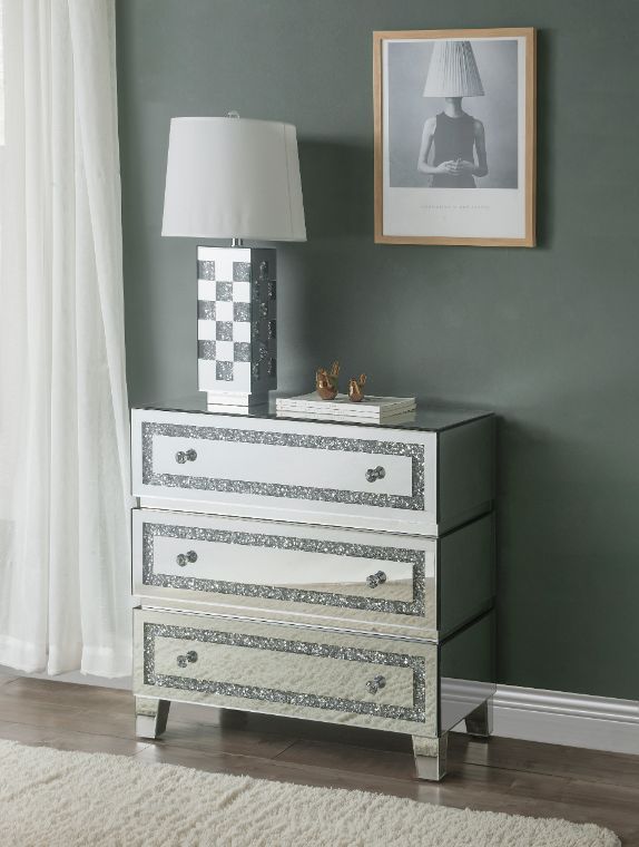 Noralie - 32" Cabinet - Mirrored, Faux Diamonds