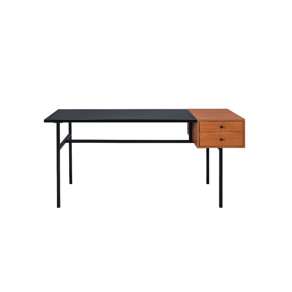 Oaken - Executive Writing Desk - Honey Oak & Black
