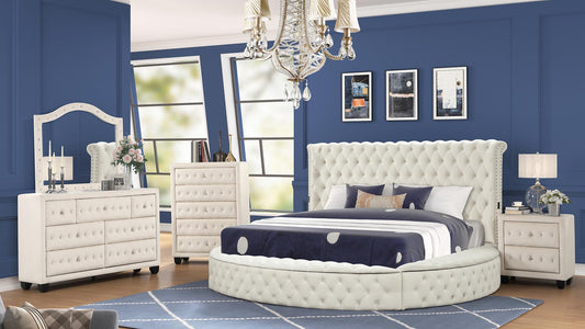 Cream Hazel - King 5 Piece Bedroom Set