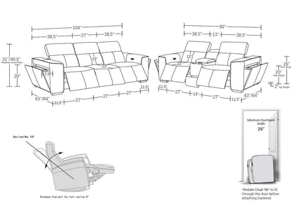 1224 - 6-Piece Modular Power Reclining Sofa And Console Loveseat Set In With 5 Power Recliners & Power Headrests