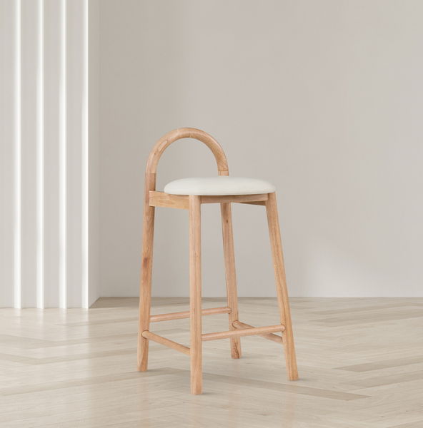 Calvin - Faux Leather Stool - Light Brown Legs