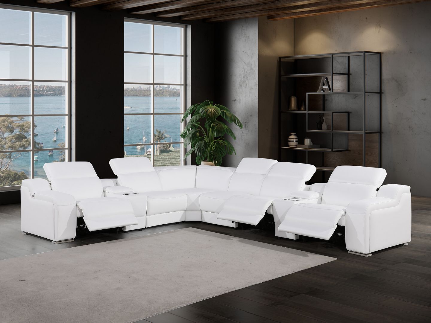 1116 - 8-Piece L-Shaped Sectional Sofa In With 3 Power Recliners & Power Headrests