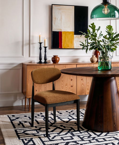 Riccio - Fabric Dining Side Chair (Set of 2) - Black And Gold Frame