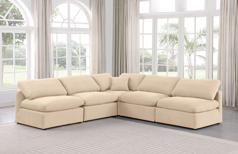 Indulge - Velvet 5 Piece Modular Corner Armless Sectional