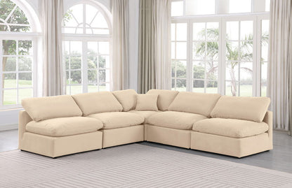 Indulge - Velvet 5 Piece Modular Corner Armless Sectional