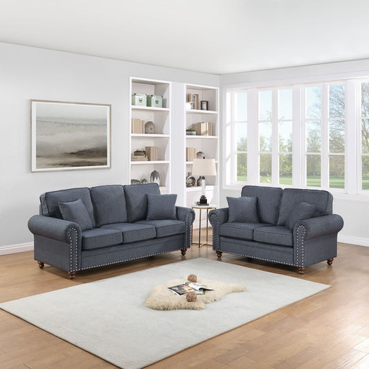 Brown Tweed 2 Piece Sofa Set