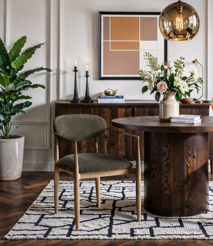 Riccio - Fabric Dining Arm Chair (Set of 2) - Natural Frame