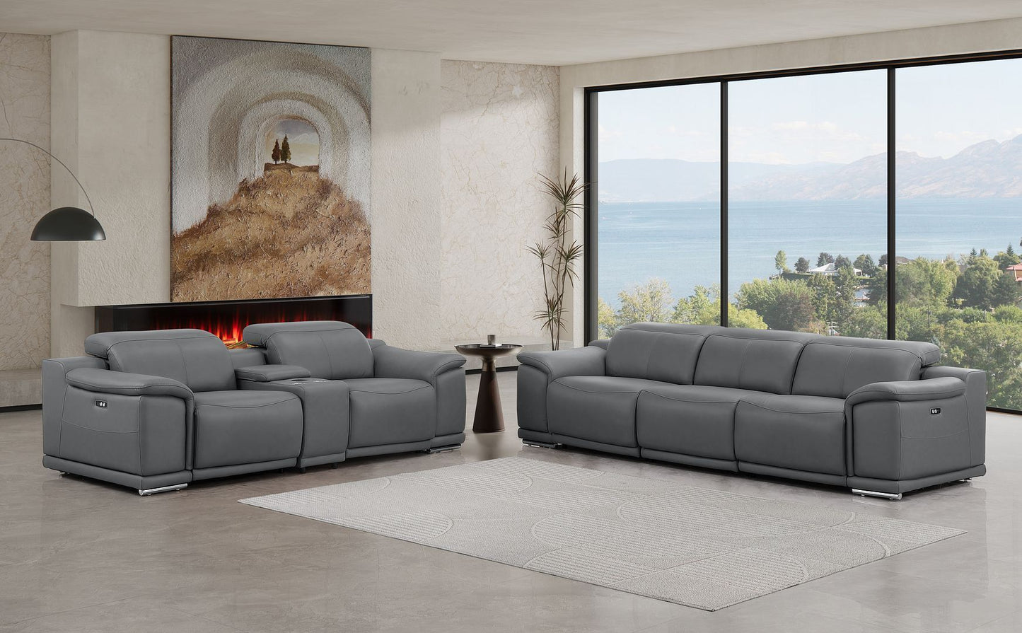 2679 - Genuine Leather Reclining Set (Sofa And Loveseat With 5 Power Recliners)