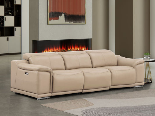 2679 - Genuine Leather Sofa With 3 Power Recliners