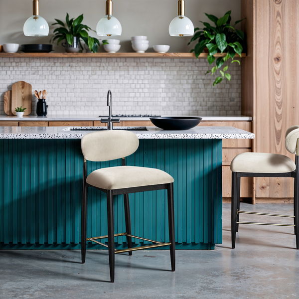 Riccio - Fabric Stool - Black Frame