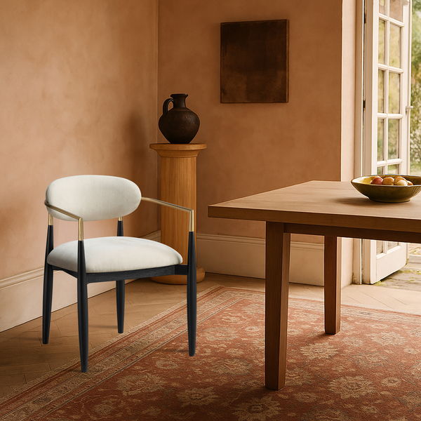 Riccio - Fabric Dining Arm Chair (Set of 2) - Black And Gold Frame