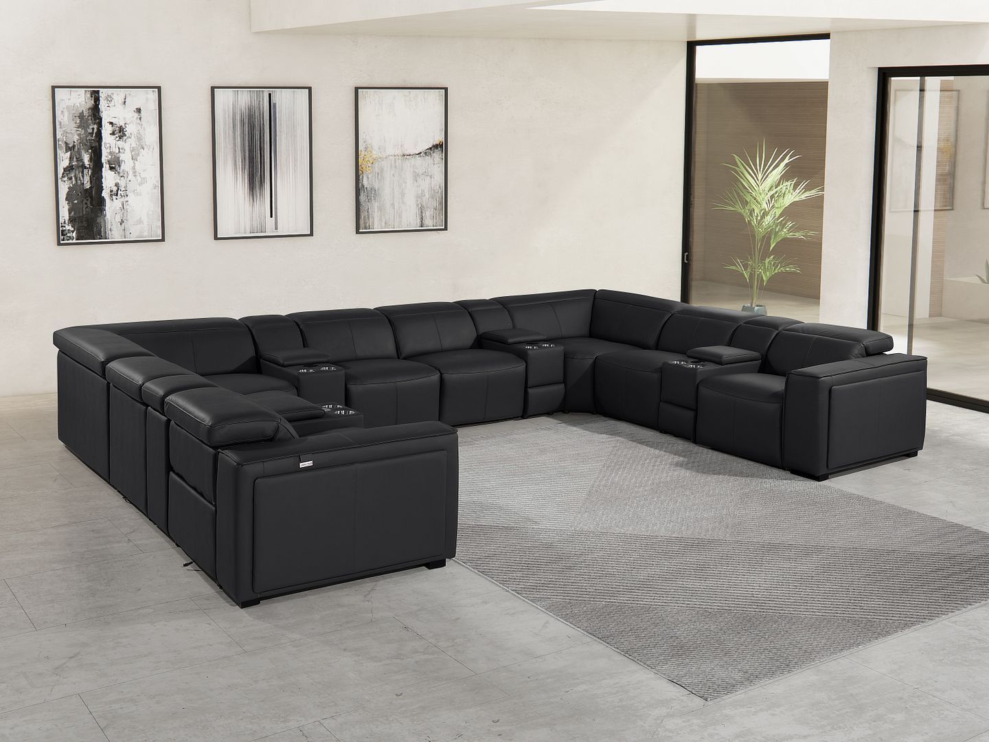 1224 - 12-Piece U-Shaped Sectional Sofa In With 4 Power Recliners & Power Headrests
