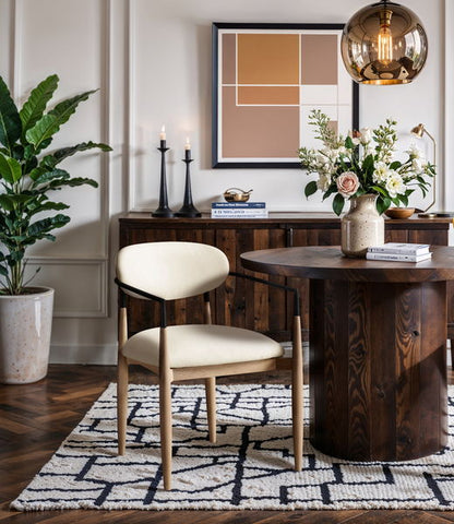 Riccio - Faux Leather Dining Arm Chair (Set of 2) - Natural Frame