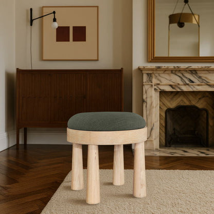 Larea - Linen Textured Fabric Ottoman - Natural Base