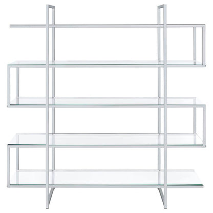 Elmer - 5-Shelf Bookshelf - Clear And Chrome