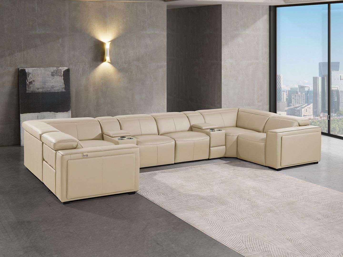 1224 - 8-Piece U-Shaped Sectional Sofa In With 2 Power Recliners & Power Headrests