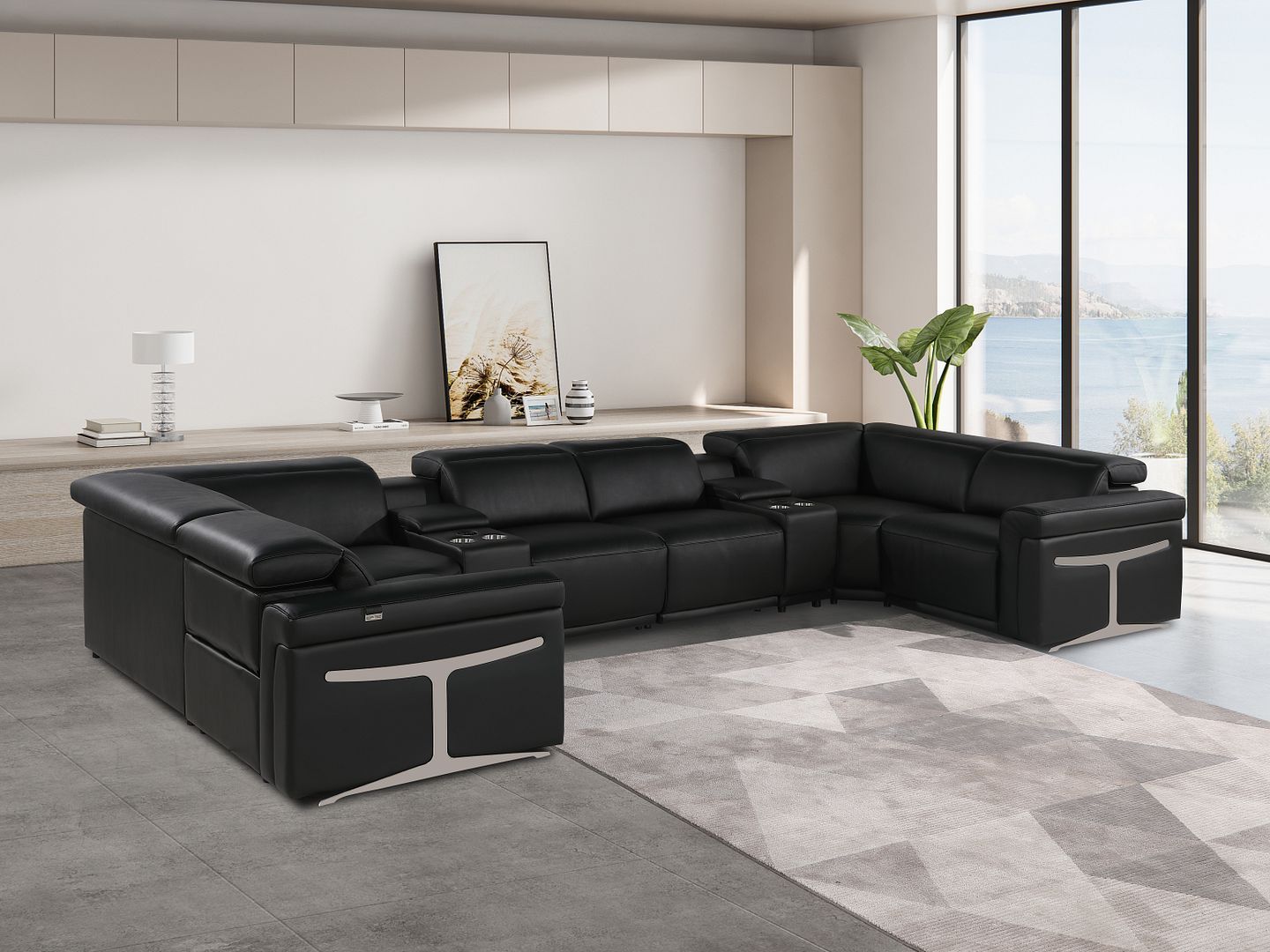 1126 - 8-Piece U-Shaped Sectional Sofa In With 2 Power Recliners & Power Headrests