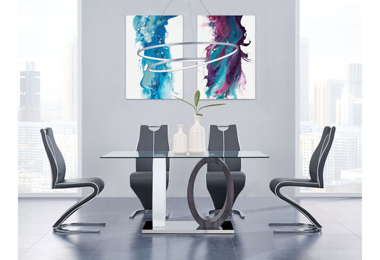 D1628 - 7 Piece Dining Room Set (Dining Table And 6 Dinning Chairs) - Silver