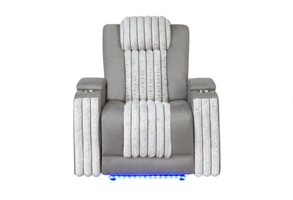 U8000 - Power Recliner With Power Headrest & LED Light - Gray