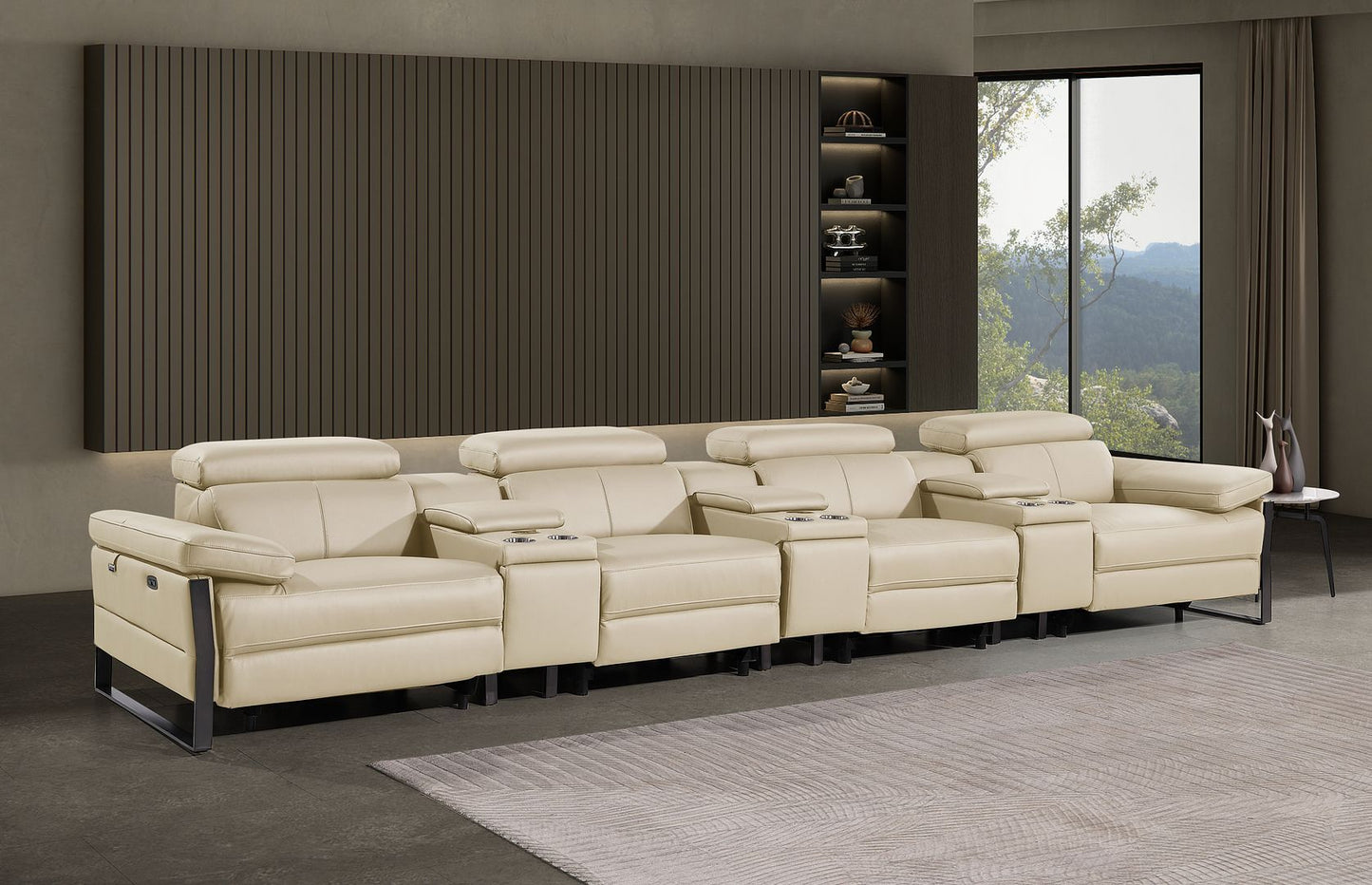 1246 - Modular Power Triple Reclining Triple Console Sofa With Power Reclining Headrests