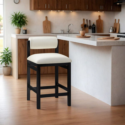 Roundhill - Faux Leather Counter Stool - Black Frame