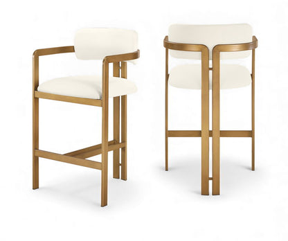 Aurum - Vegan Leather Upholstered Counter Stool With Brushed Brass Base