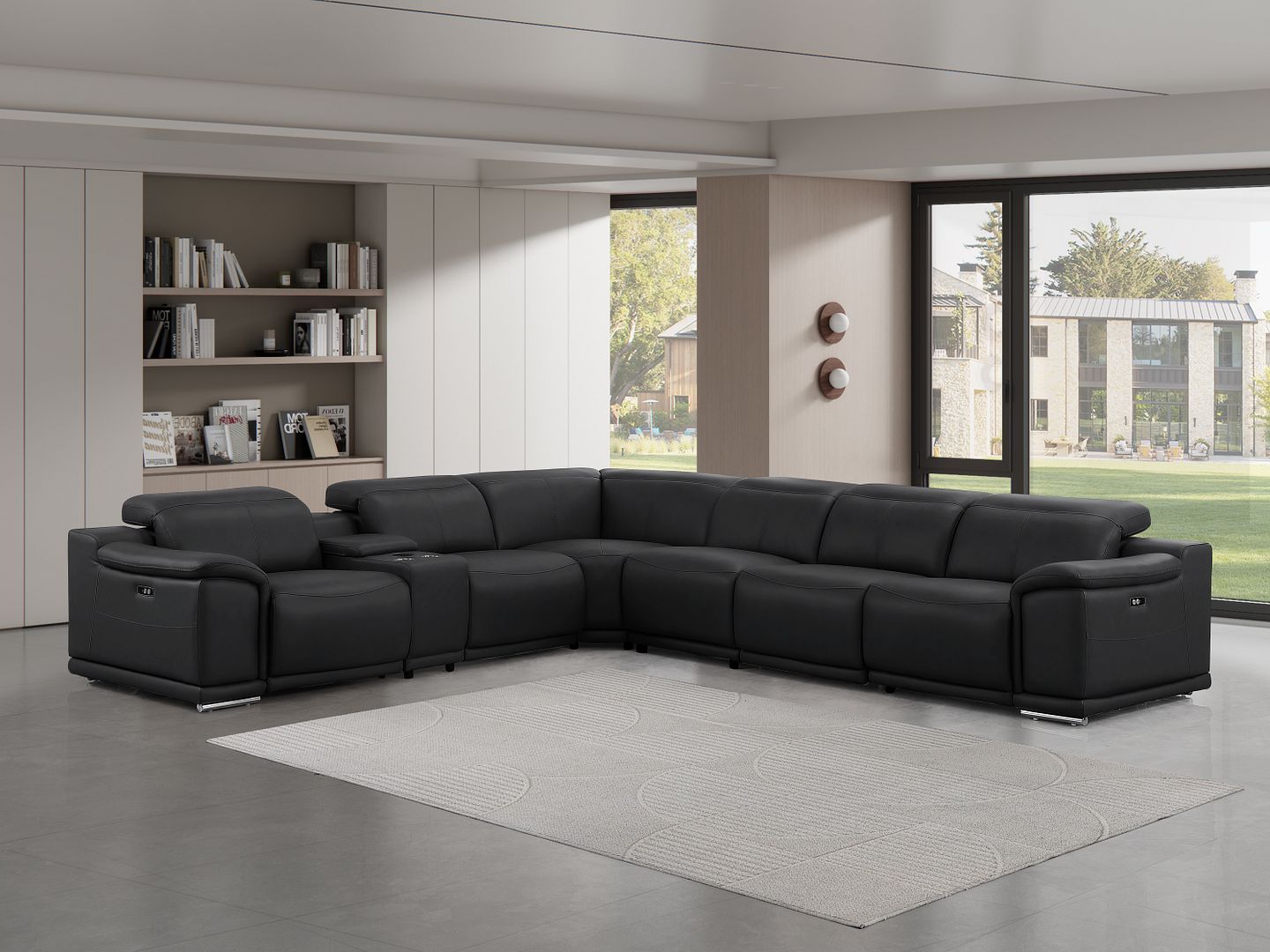 2679 - 7-Piece L-Shaped Power Reclining Sectional In Genuine Leather (4 Recliners)