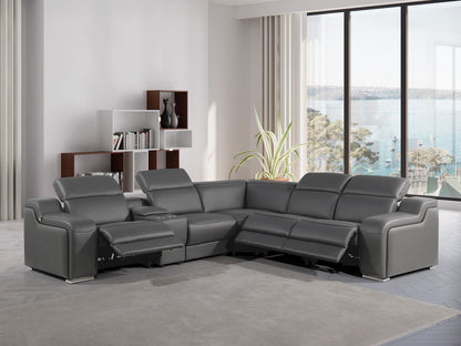 1246 - 6-Piece L-Shaped Modular Power Reclining Sectional With 3 Power Recliners And Power Headrests