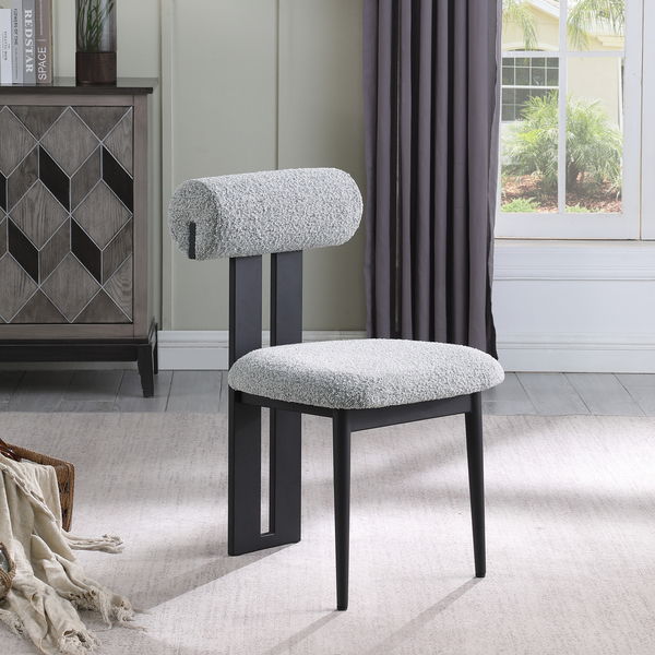 Dario - Boucle Dining Chair With Black Frame (Set of 2)