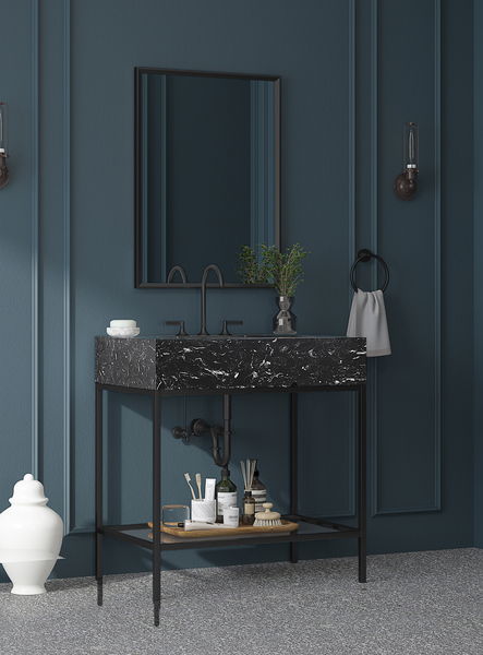 Marmo - Engineered Marble Bathroom Vanity With Black Base