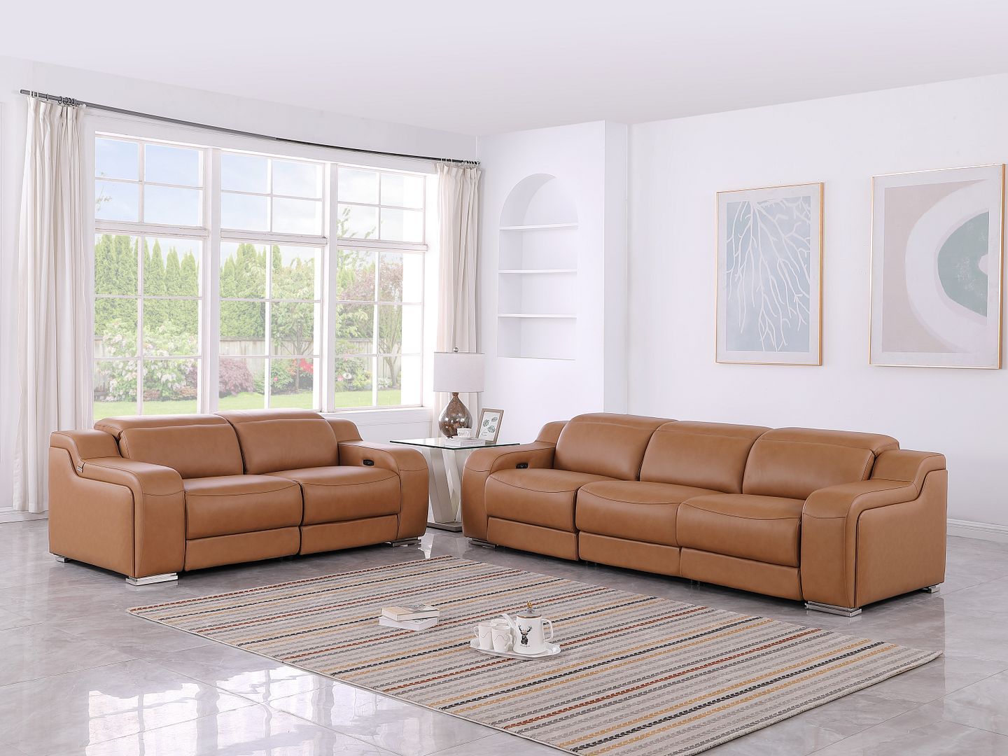 1116 - 5-Piece Modular Power Reclining Sofa And Loveseat Set In With 4 Power Recliners & Power Headrests