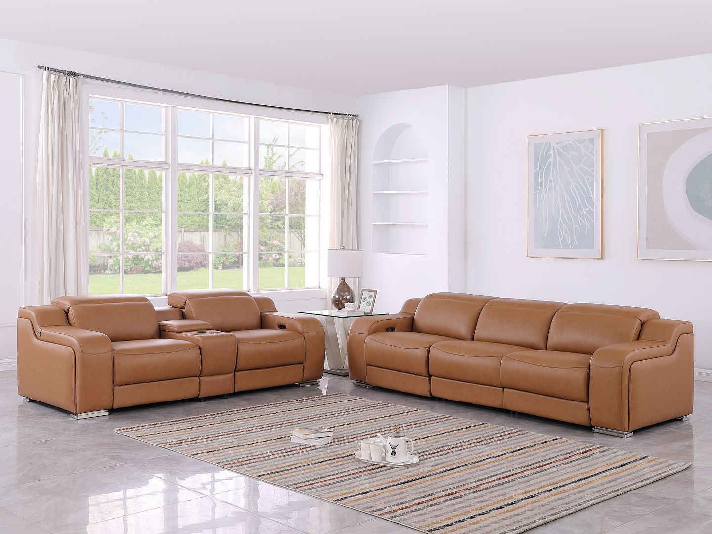1116 - 6-Piece Modular Power Reclining Sofa And Console Loveseat Set In With 5 Power Recliners & Power Headrests
