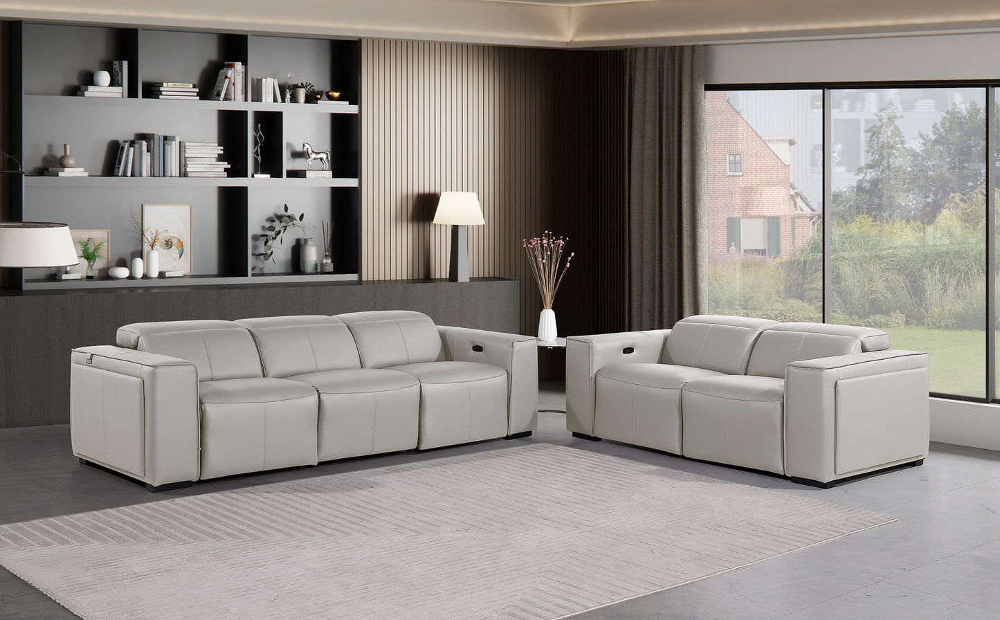 1224 - 5-Piece Modular Power Reclining Sofa And Loveseat Set In With 4 Power Recliners & Power Headrests