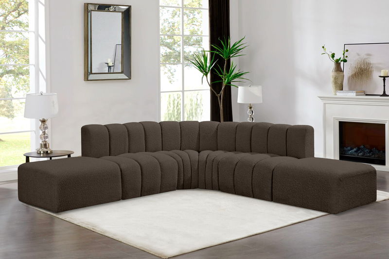 Arc - Boucle Fabric 6 Piece Corner Modular Sofa