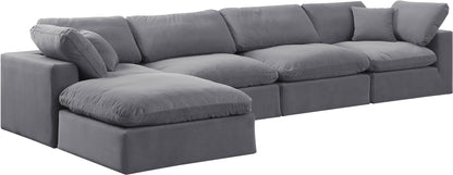 Comfy - 5 Piece Velvet Modular Sectional With Chaise