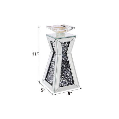 Nowles - 11" Candle Holder (Set of 2) - Mirrored, Faux Diamonds