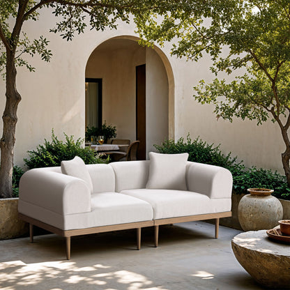 Laguna - 2 Piece Resilient Water Resistant Fabric 71" Upholstered Outdoor Patio Modular Loveseat