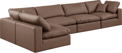 Comfy - 5 Piece Faux Leather Modular Sectional