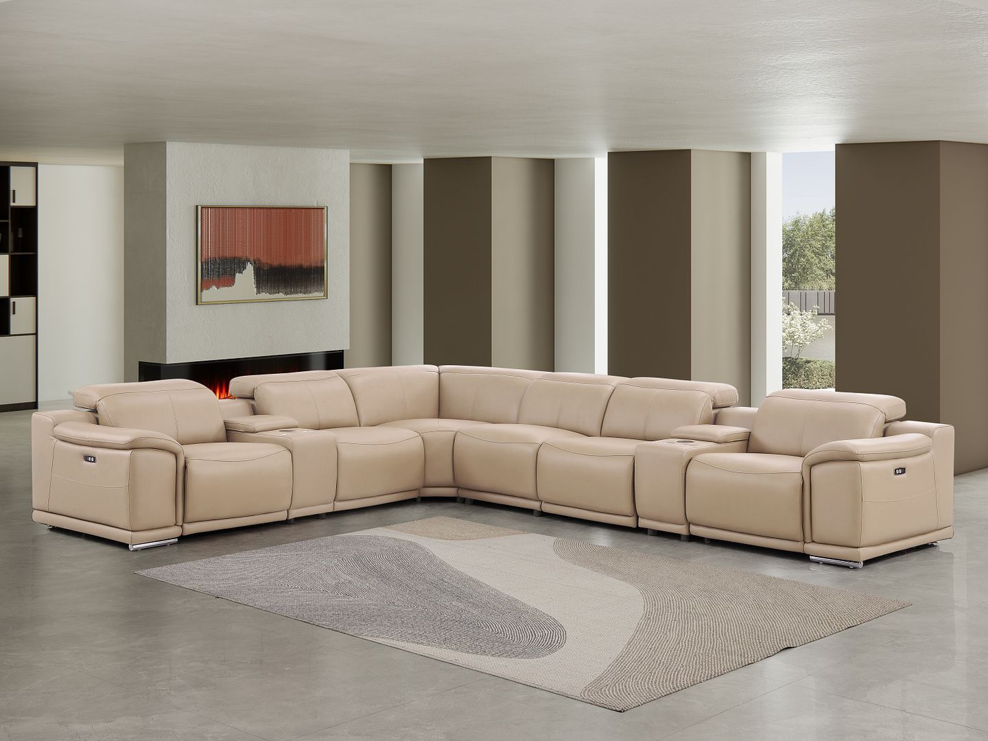 2679 - 8-Piece L-Shaped Power Reclining Sectional In Genuine Leather (4 Recliners)