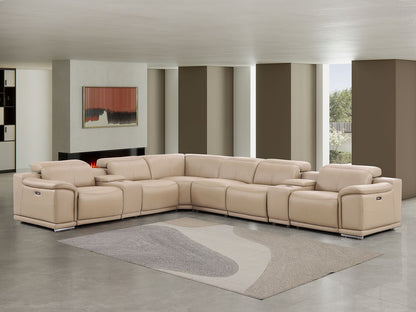 2679 - 8-Piece L-Shaped Power Reclining Sectional In Genuine Leather (4 Recliners)