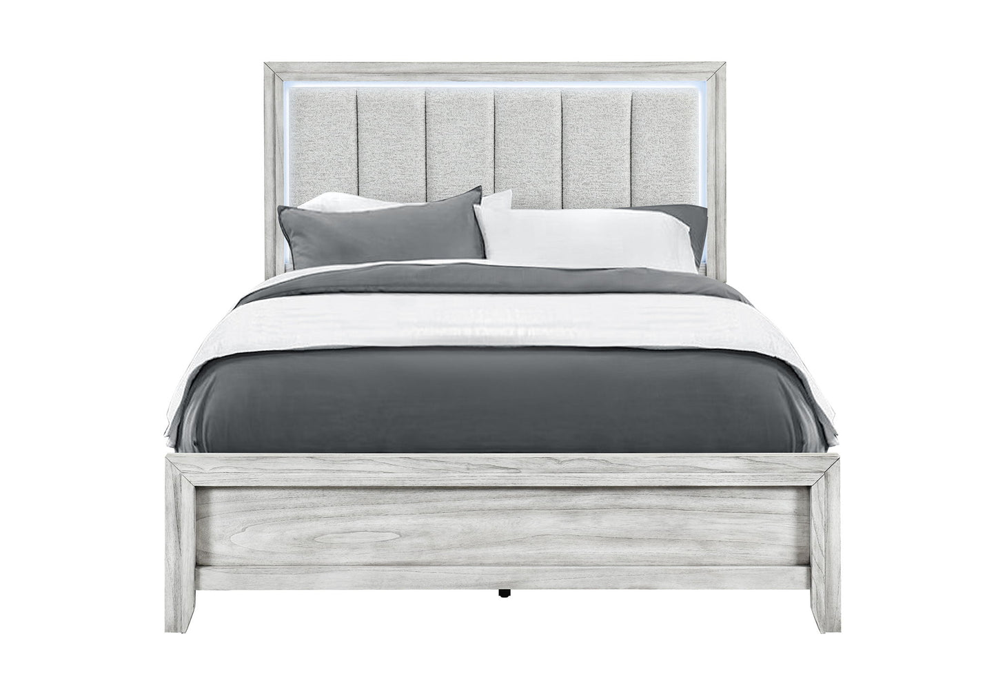 Elsie - Queen Bed With LED - Light Grey
