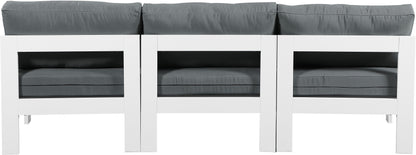 Nizuc - Outdoor Patio 3 Seat Armless Modular Sofa With White Frame