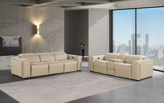 1224 - 6-Piece Modular Power Reclining Sofa And Console Loveseat Set In With 5 Power Recliners & Power Headrests