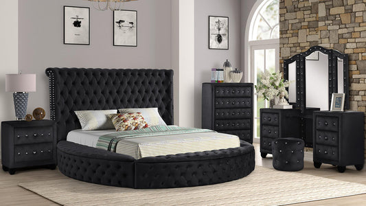 Black Vanity Hazel - Queen 4 Piece Bedroom Set